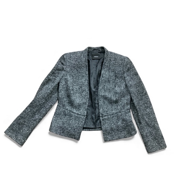 AKRIS Alpaca Tweed Wool Blazer Charcoal Size 6 Preppy Quiet Luxury Academia - Picture 3 of 8